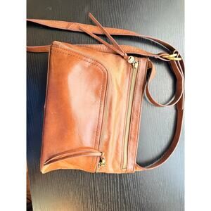 HOBO Genuine Leather Crossbody Bag Brown Vintage Style Multi Pocket Purse